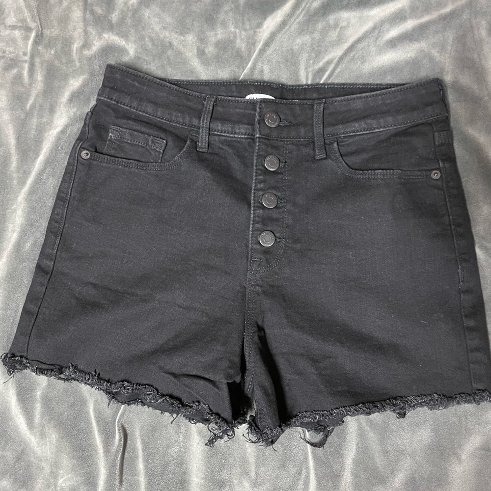 Black Denim high-rise shorts